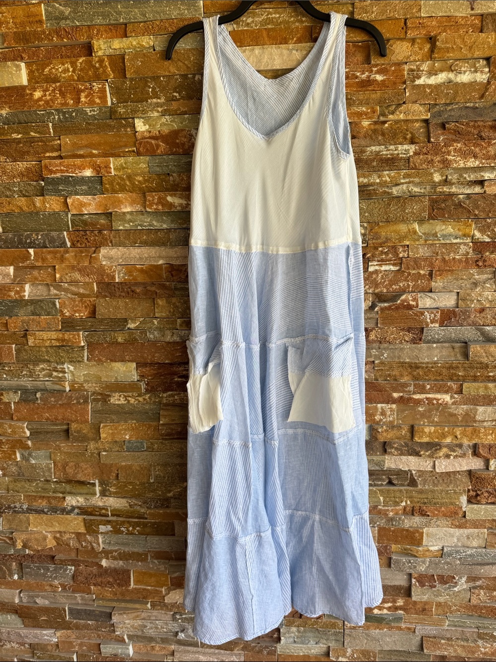 CP Shades Gorsuch Linen Maxi Dress Light Blue White No Size Tag Measure Listed - Picture 4 of 16